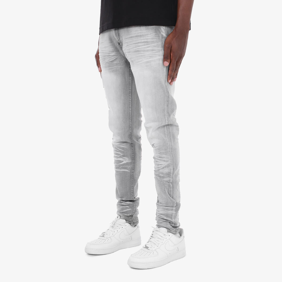 Copper Rivet Stacked Jeans - Distressed
