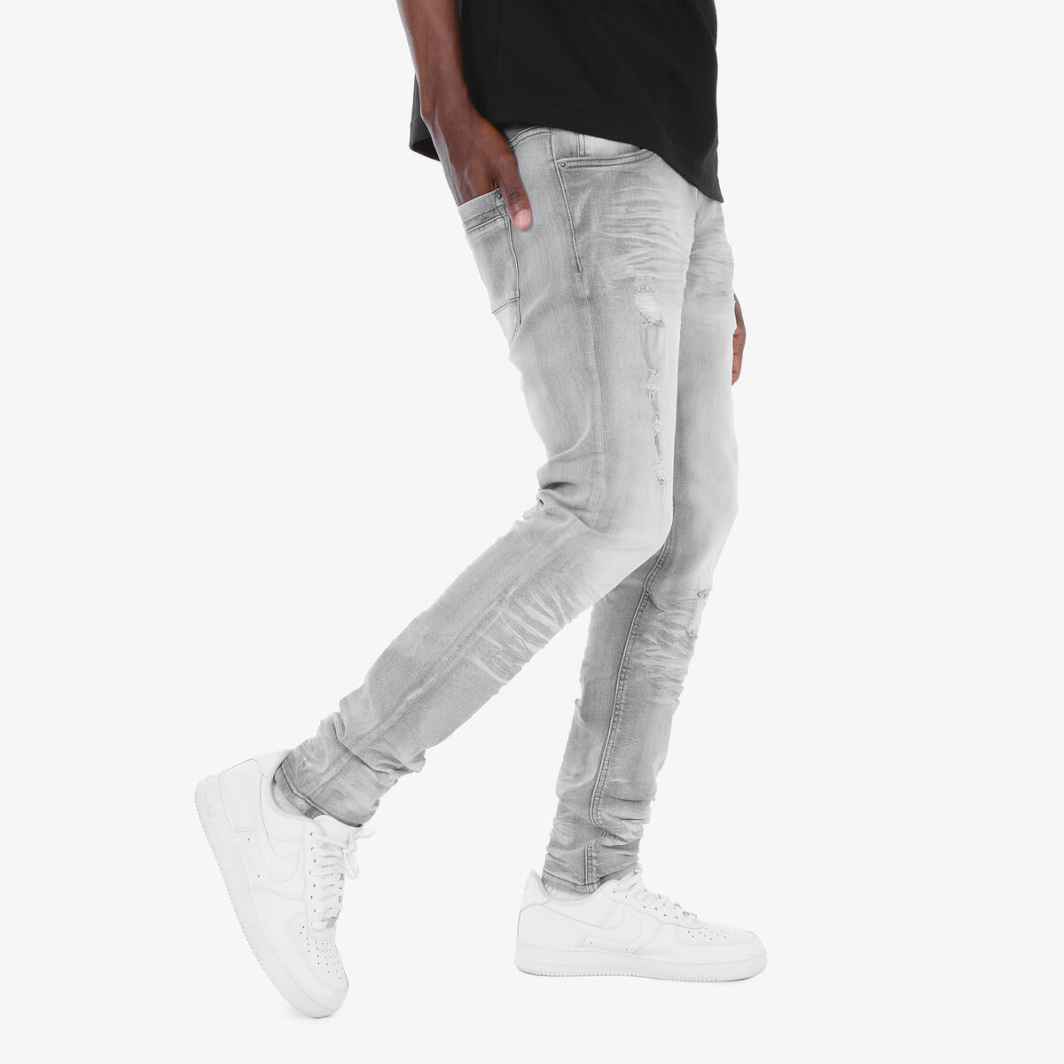 Copper Rivet Stacked Jeans - Distressed