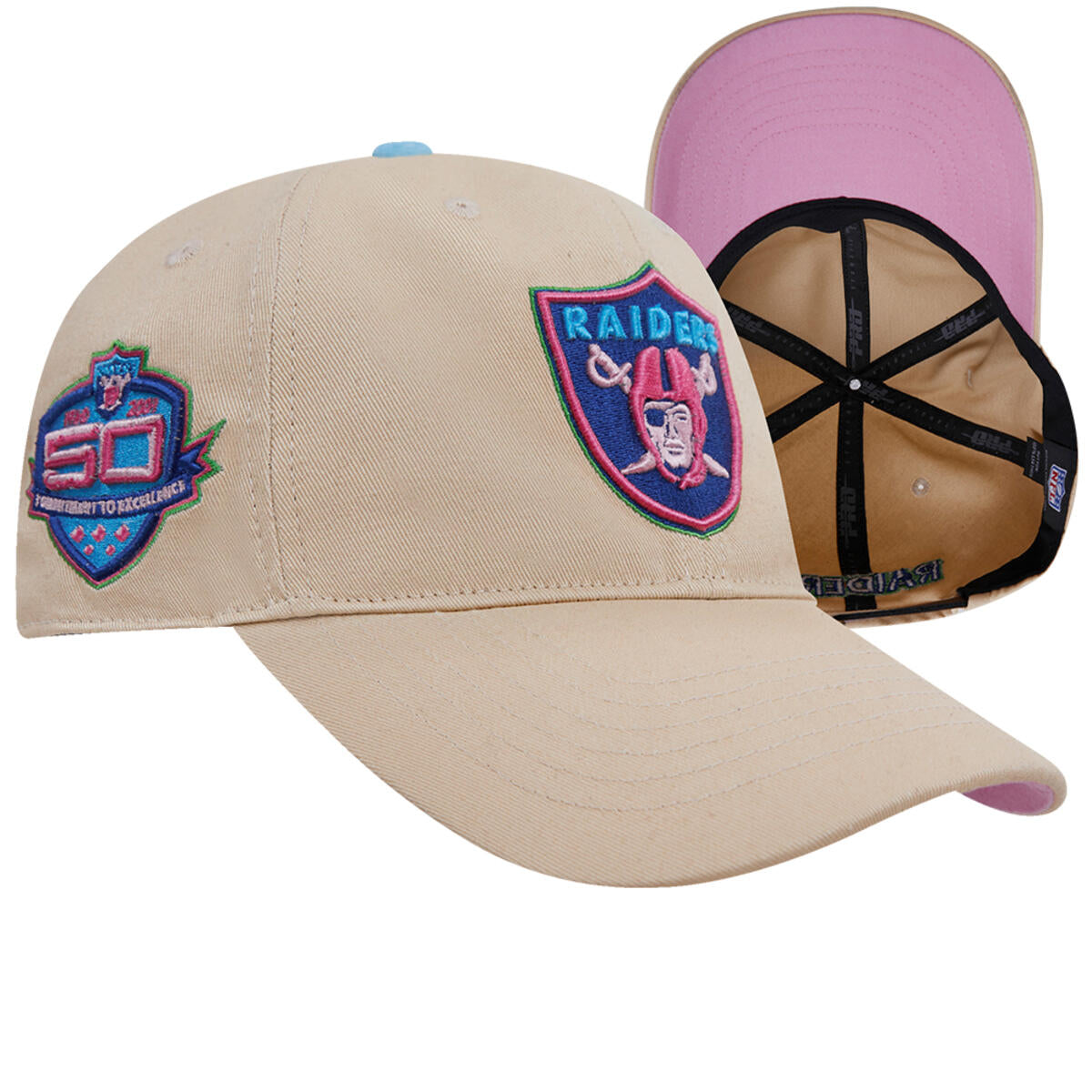 Las Vegas Raiders Neon Dad Hat – Khaki