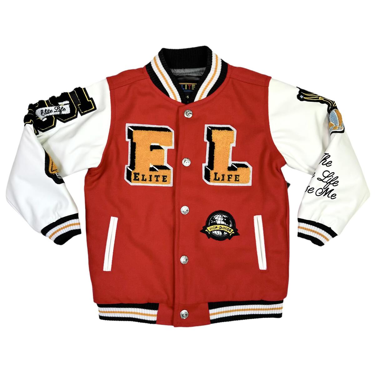 Elite Premium Kids Varsity Jacket - Red