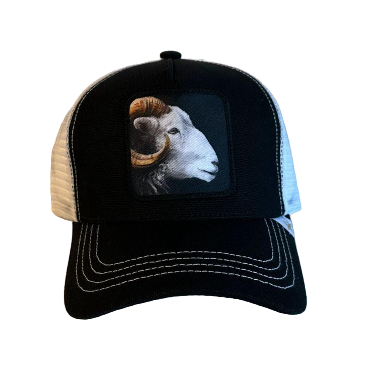 Gold Star Goat Trucker Hat - Black
