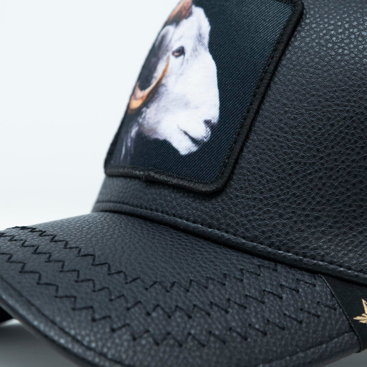 Gold Star Style Goat Graphic Black Trucker Hat