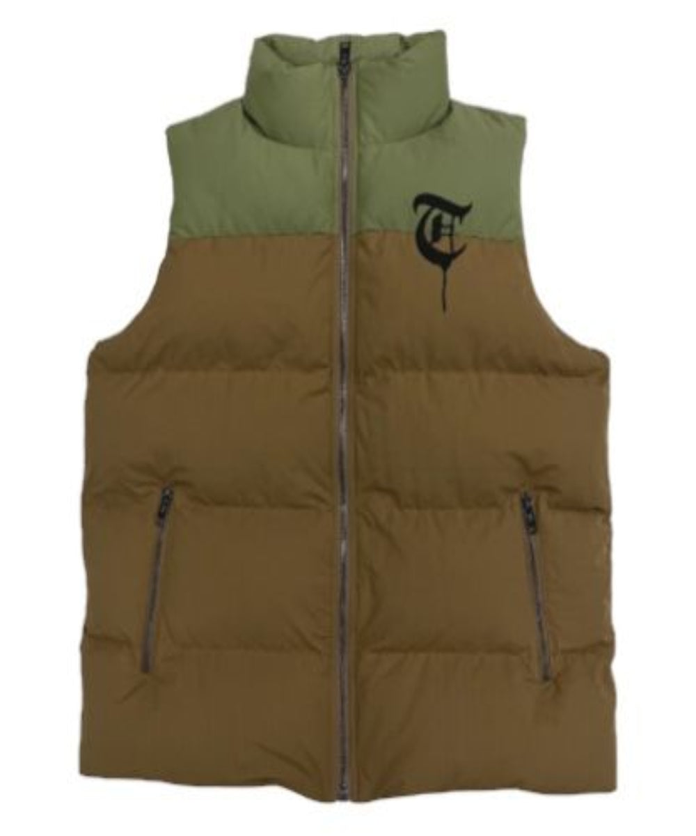 Trnchs "Aurora Green/Brown Bubble Vest" Puffer Vest
