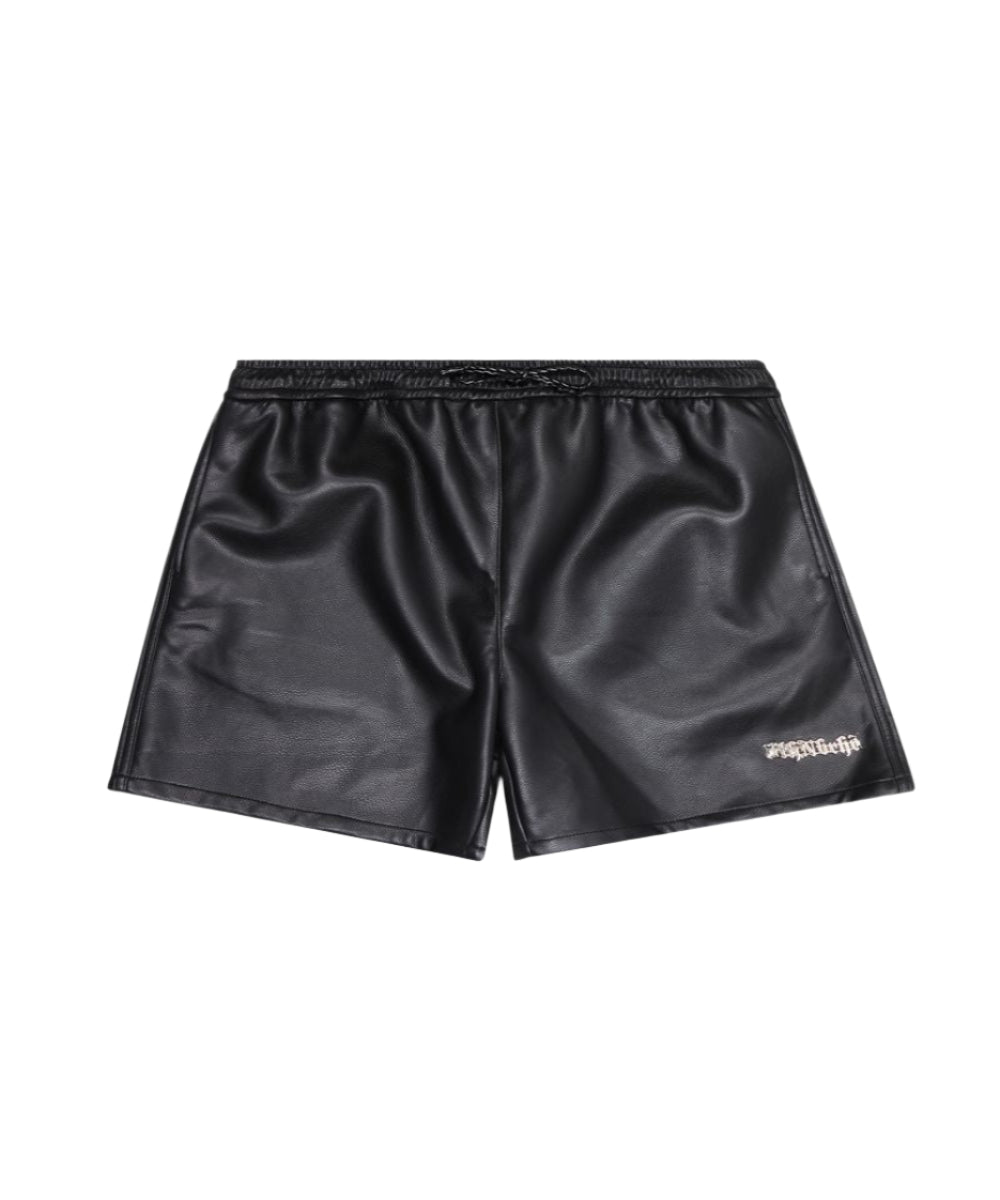 "GLOBAL" MOCHA LEATHER SHORTS