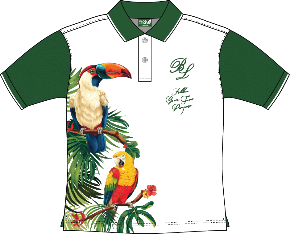 Blac Leaf "Paradise Vibes" Polo Shirt - Parrot Print
