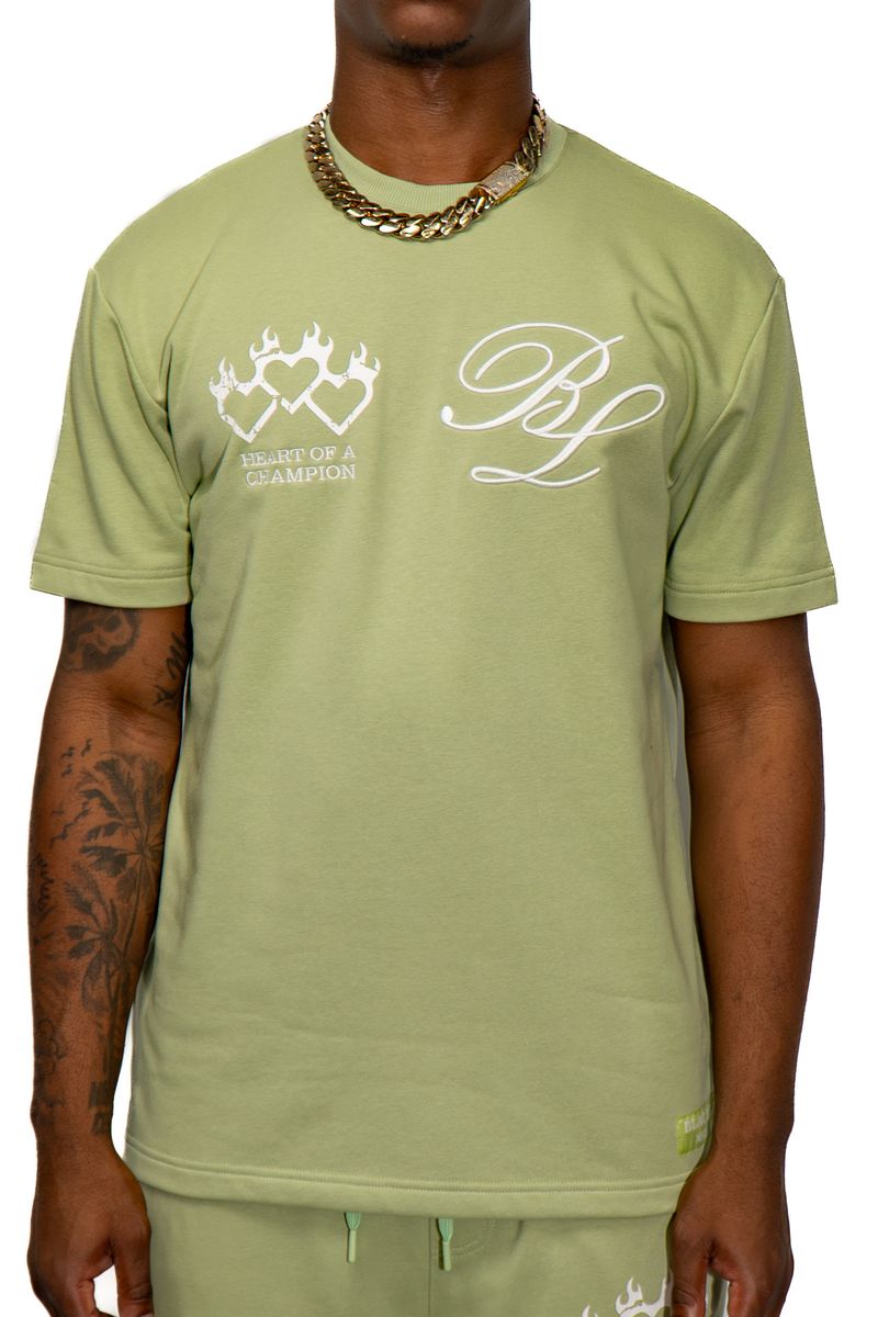 Black Leaf "Triple Heart Sage B&T Shirt" T-Shirt - Green
