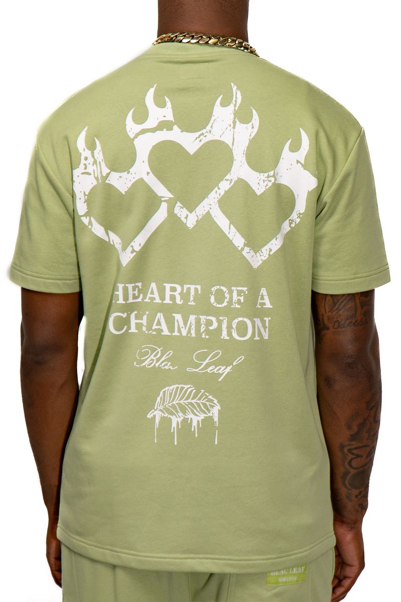 Black Leaf "Triple Heart Sage B&T Shirt" T-Shirt - Green