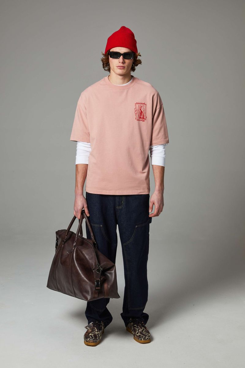 Criminal Damage Leopard Lounge Mens T-Shirt - Pink