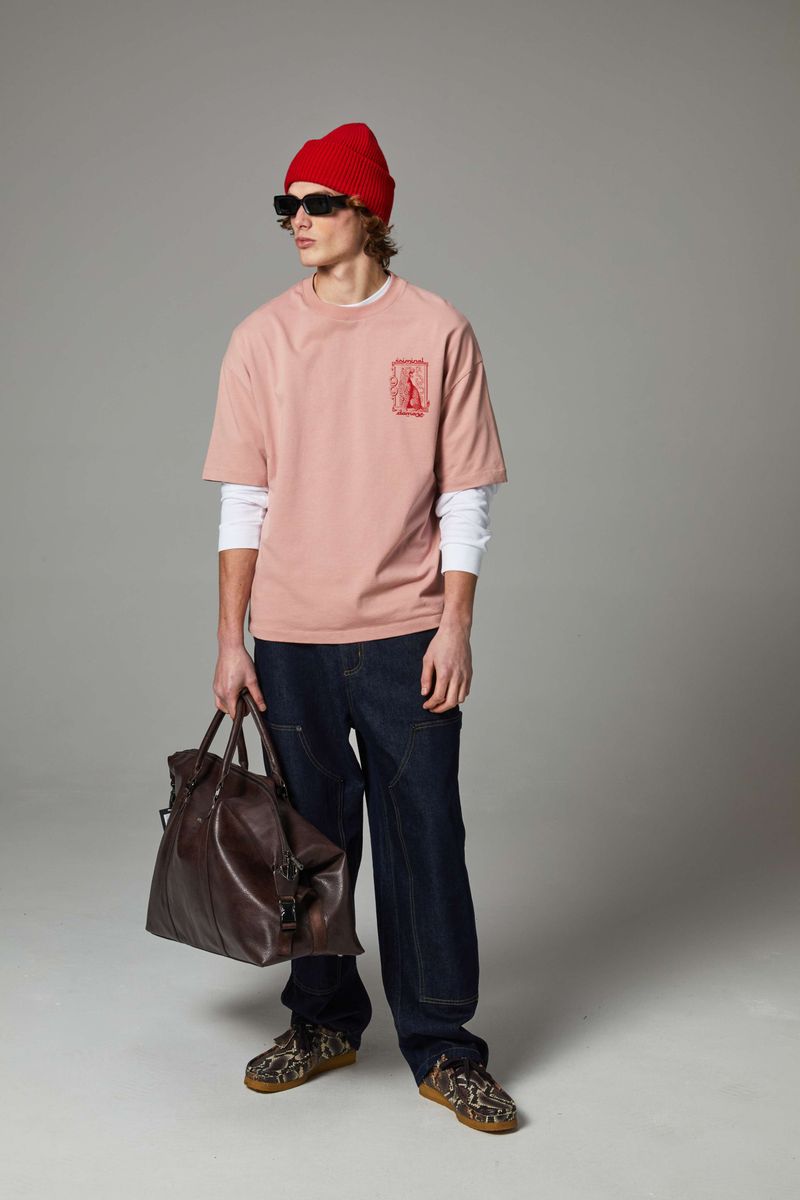 Criminal Damage Leopard Lounge Mens T-Shirt - Pink