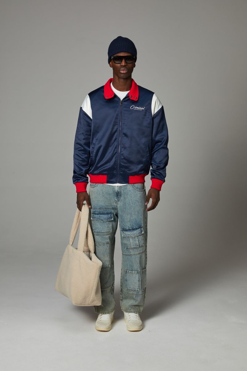 Criminal Damage Men's Bomber Jacket - Navy