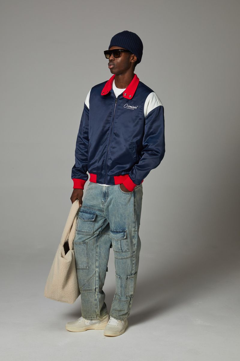 Criminal Damage Men's Bomber Jacket - Navy