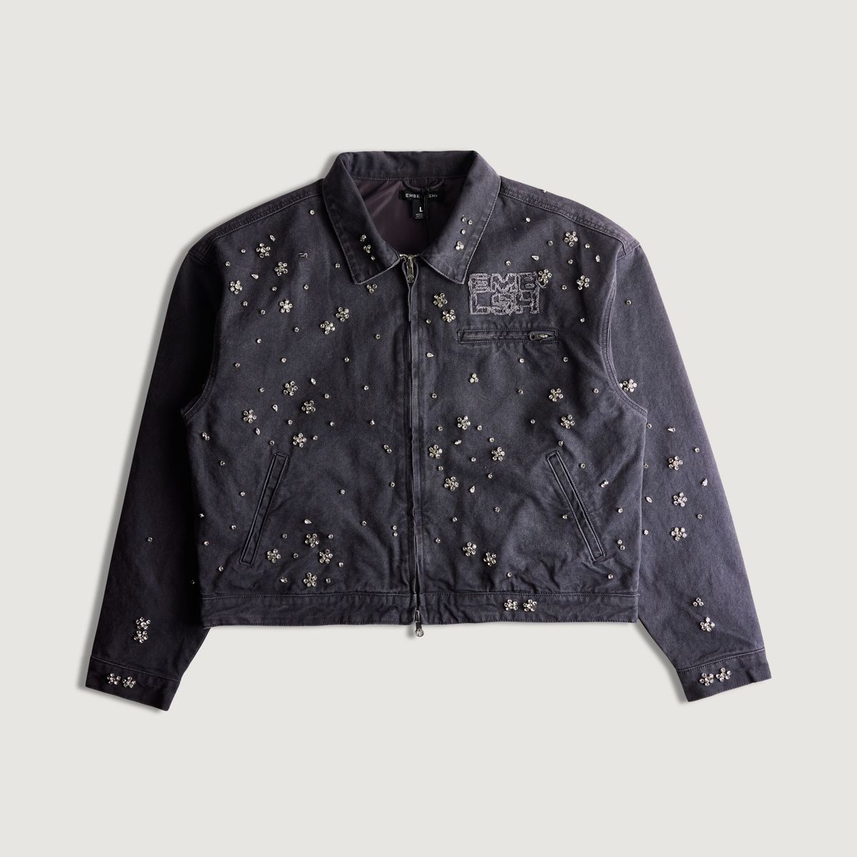 Embellish Clean Up Work Jacket - Dark Wash