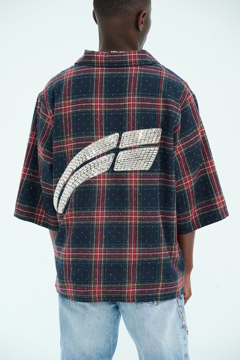 LUMIERE FLANNEL - Navy Crimson