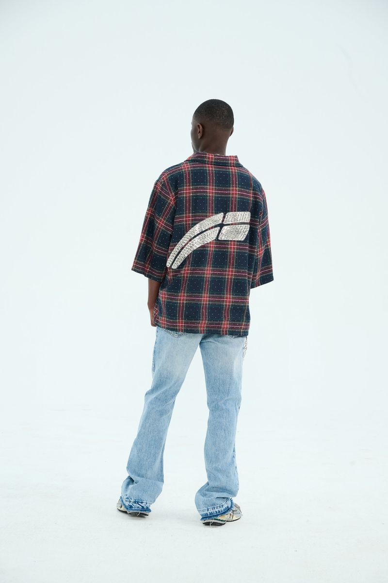 LUMIERE FLANNEL - Navy Crimson
