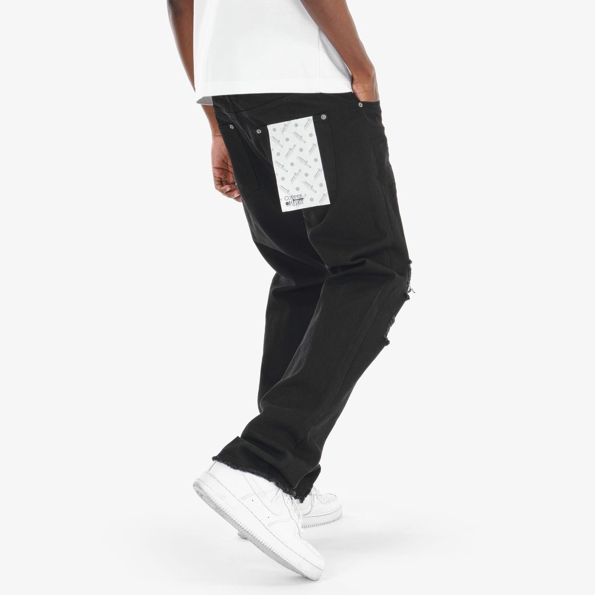 Copper Rivet Distressed Jeans - Relaxed Fit