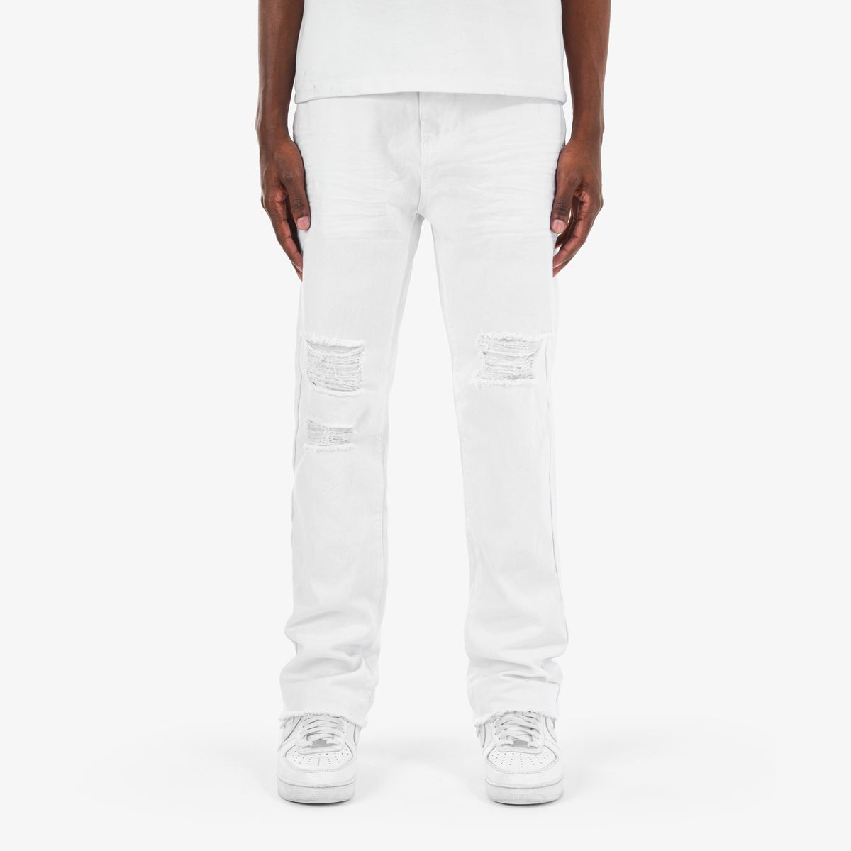 Copper Rivet Distressed Jeans - Slim Fit