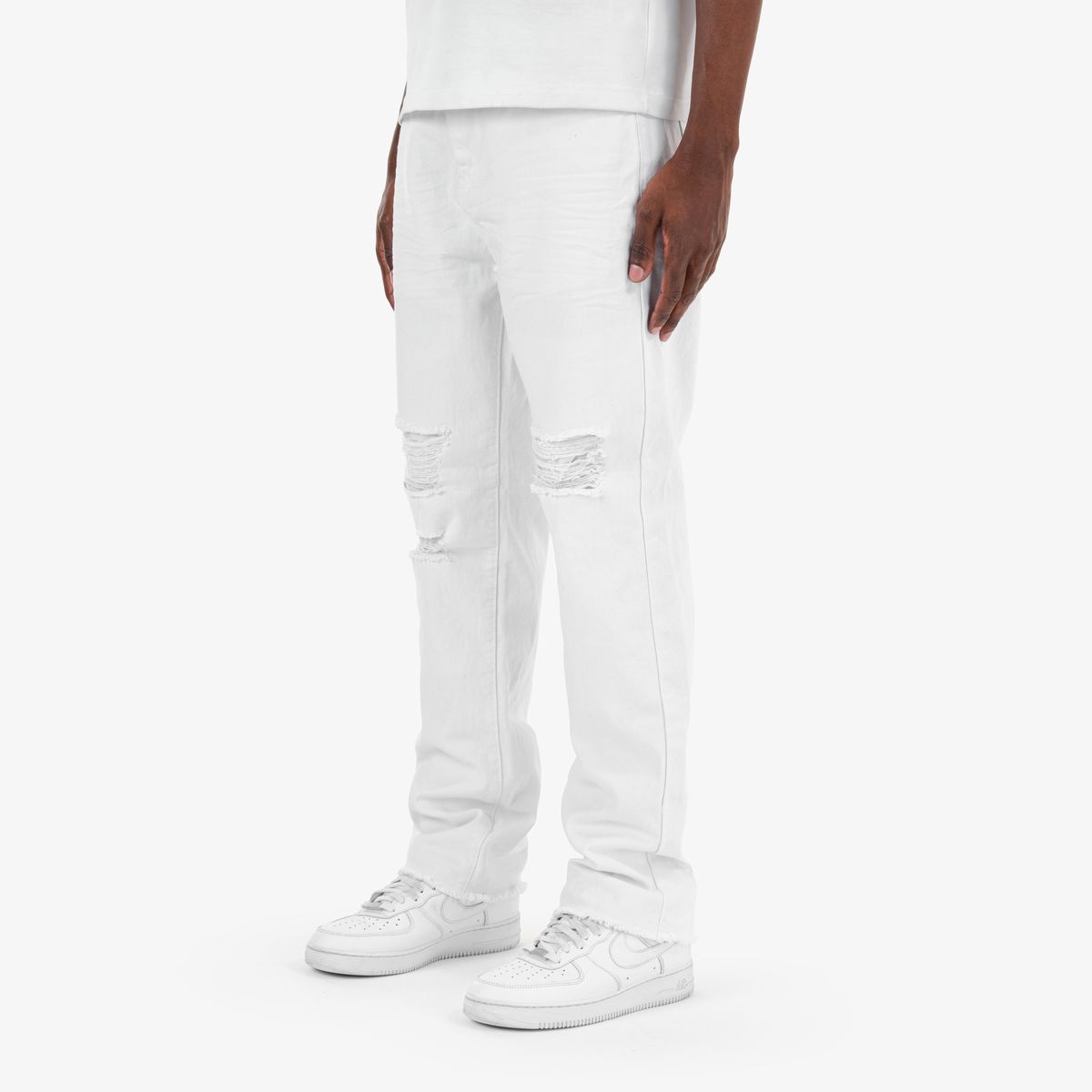 Copper Rivet Distressed Jeans - Slim Fit