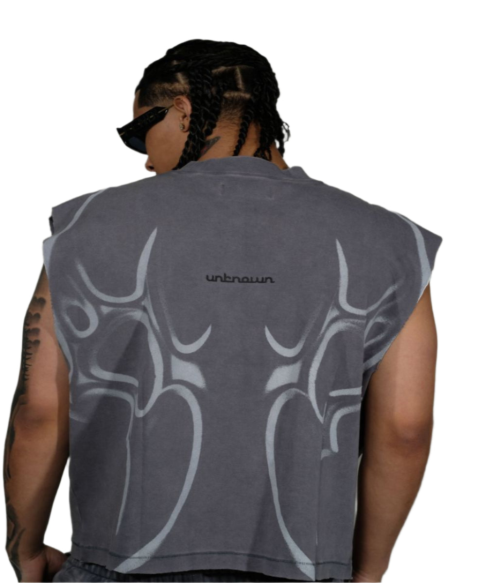 Washed Effect Heavyweight Textured Tank Top Dark Slate
