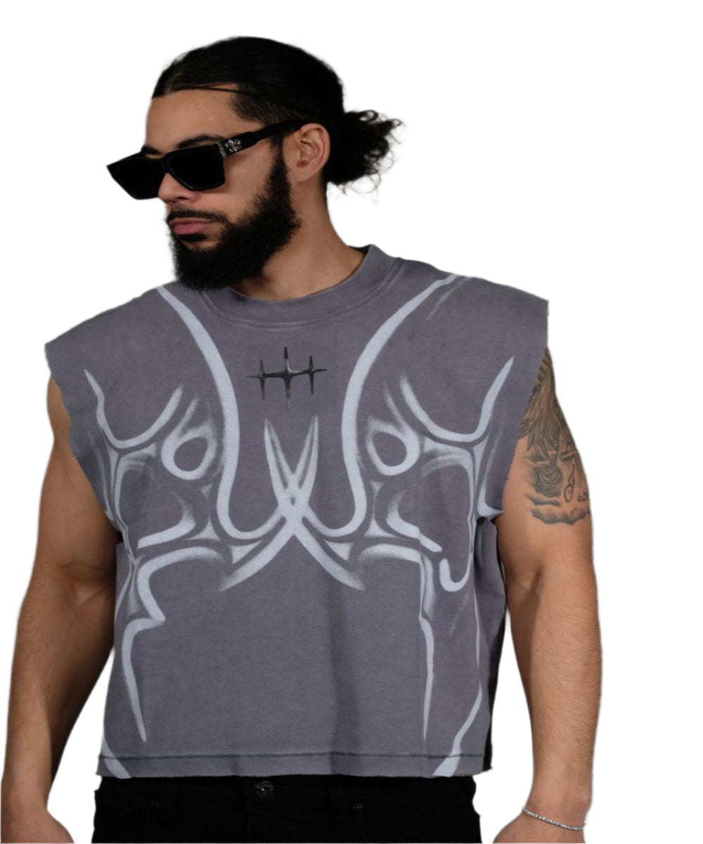 Washed Effect Heavyweight Textured Tank Top Dark Slate