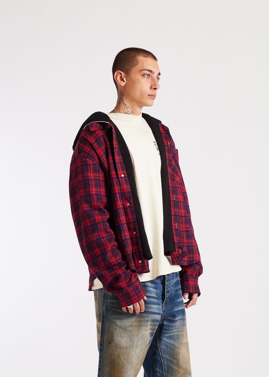 Diet Starts Eagle Hooded Flannel Men's Hoodie - Red