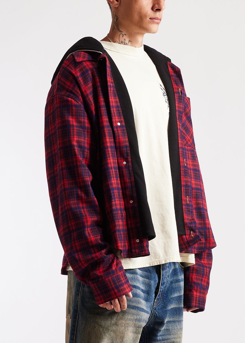 Diet Starts Eagle Hooded Flannel Men's Hoodie - Red