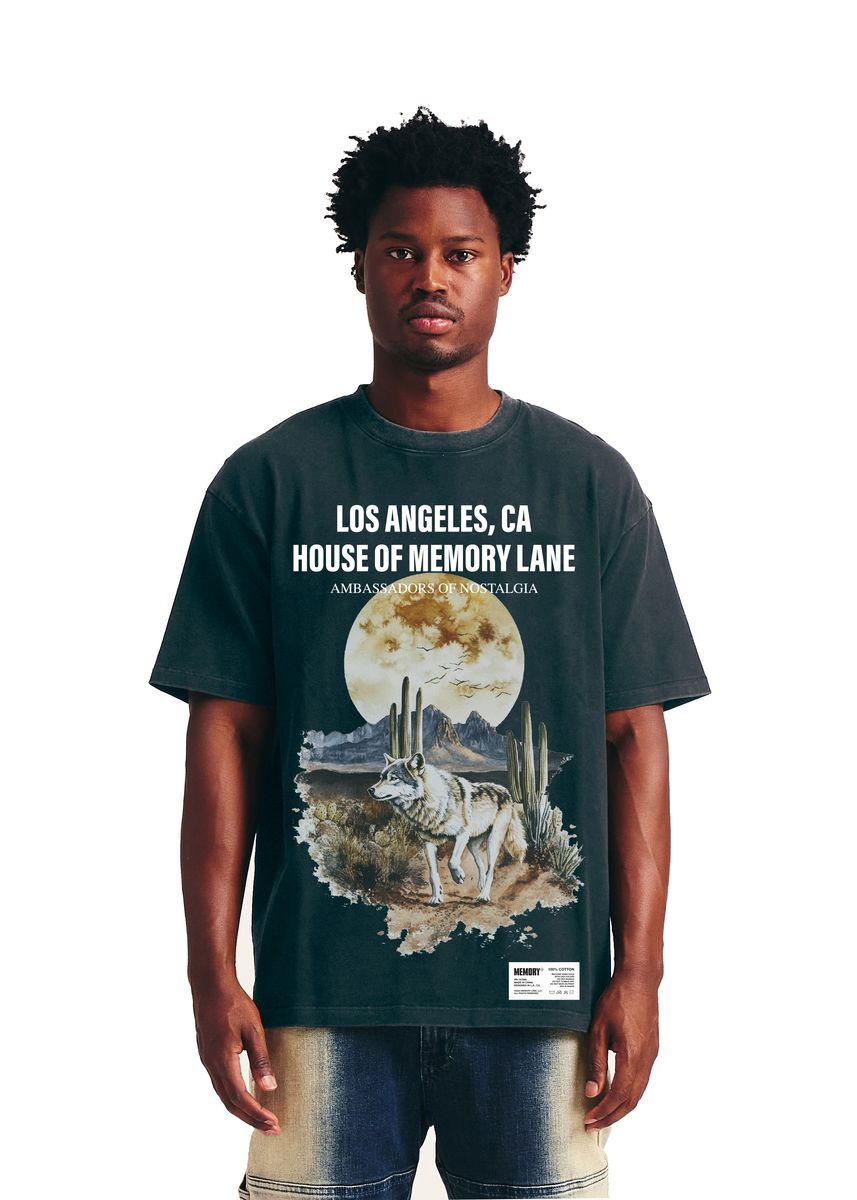 Memory Line Lone Wolf Tee Men's T-Shirt - Black