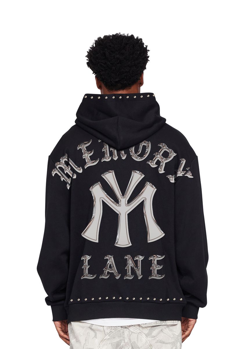 Memory Line M-Shield Studded Crop Hoodie - Black