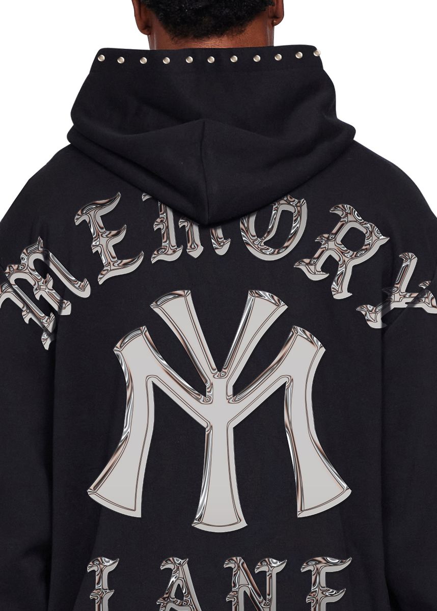 Memory Line M-Shield Studded Crop Hoodie - Black
