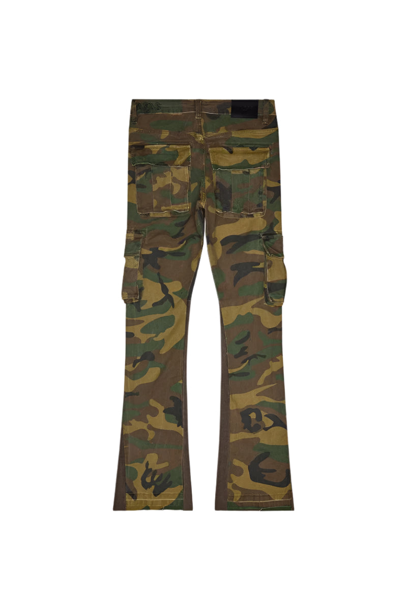 Valabasas "Geno Er Green Stacked Flare Jean" Jeans - Camouflage