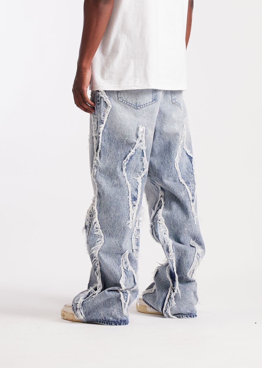 Embellish Icon Baggy Denim Men's Jeans - Light Wash