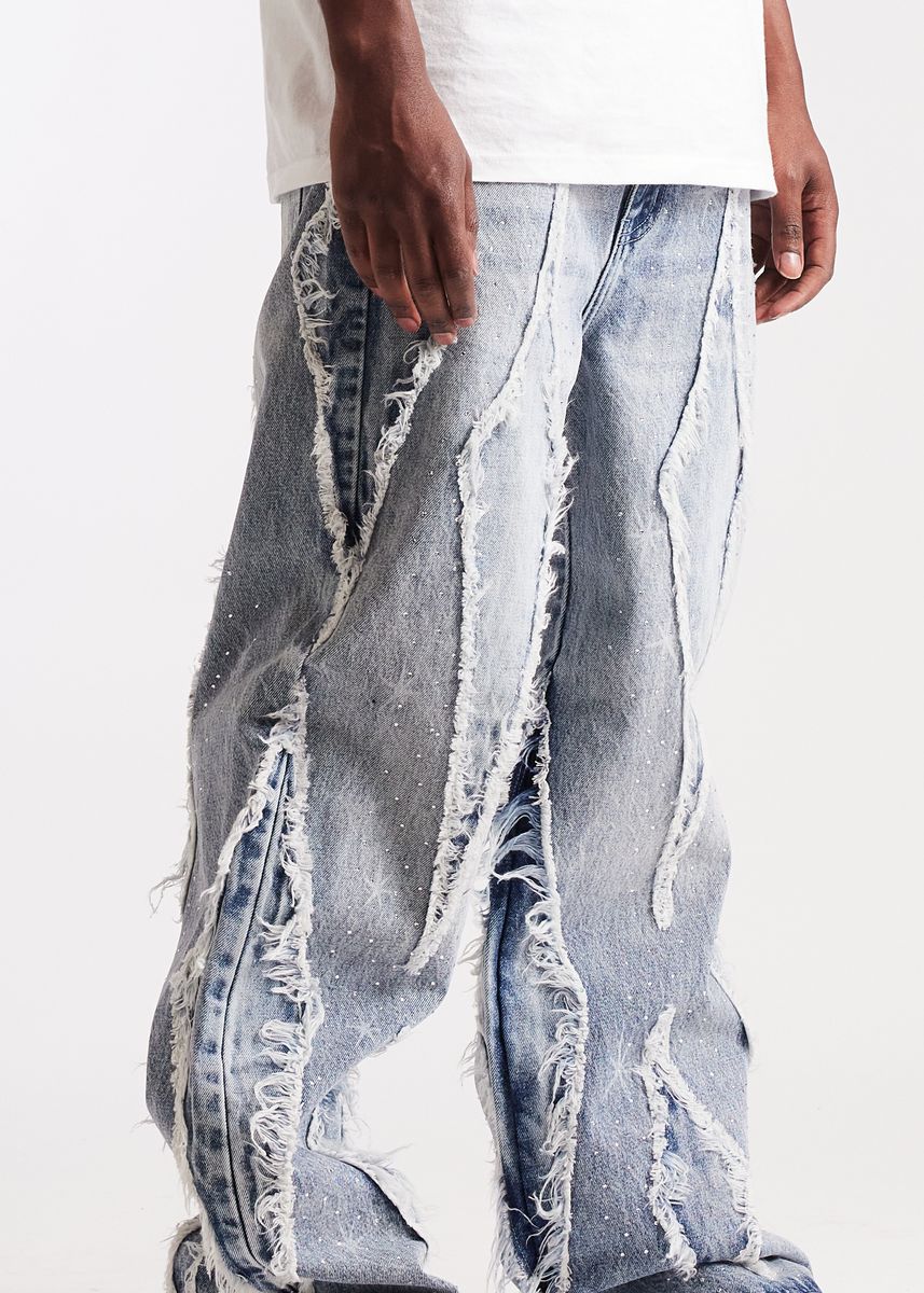 Embellish Icon Baggy Denim Men's Jeans - Light Wash
