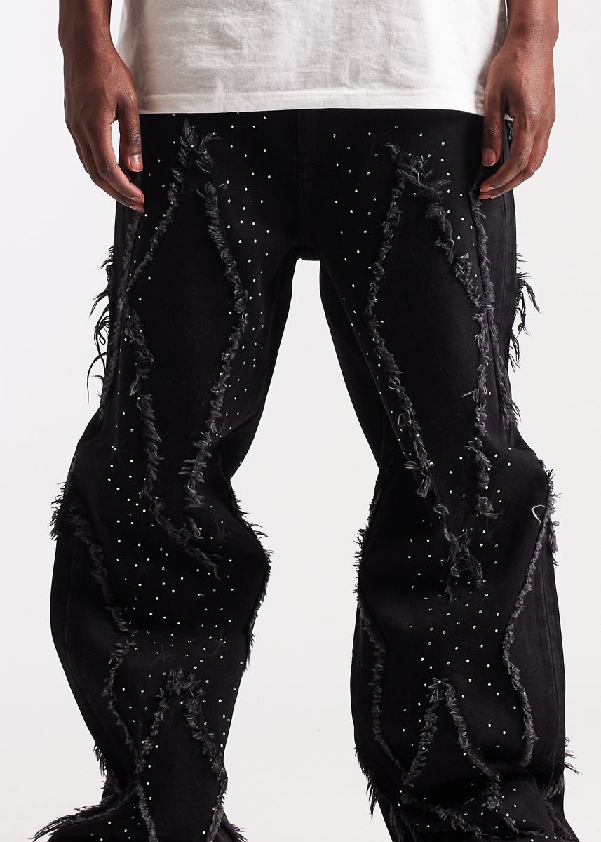 Embellish Icon Baggy Denim Men's Jeans - Black