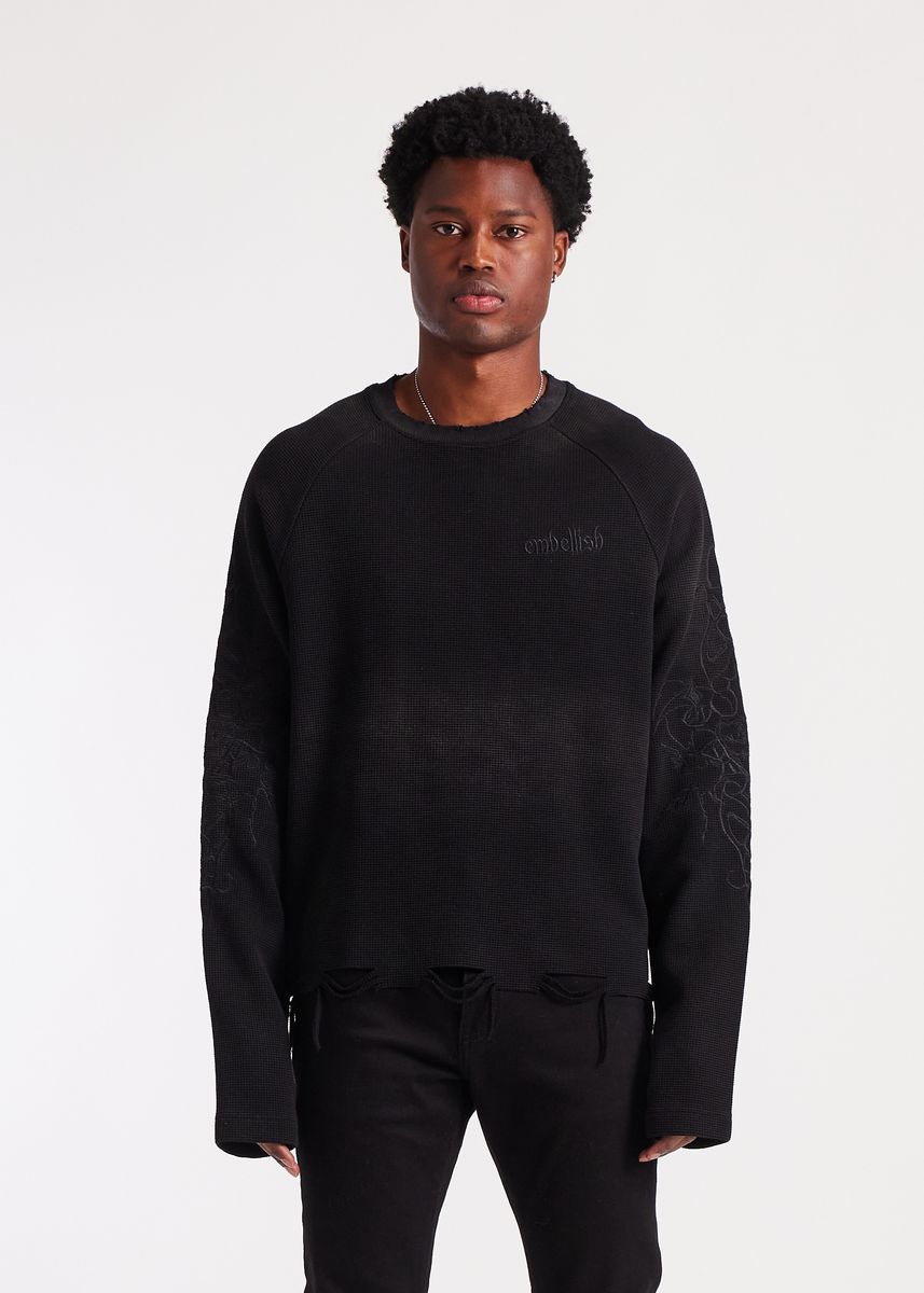 Embellish Ashen Thread Men's Sweatshirt - Black