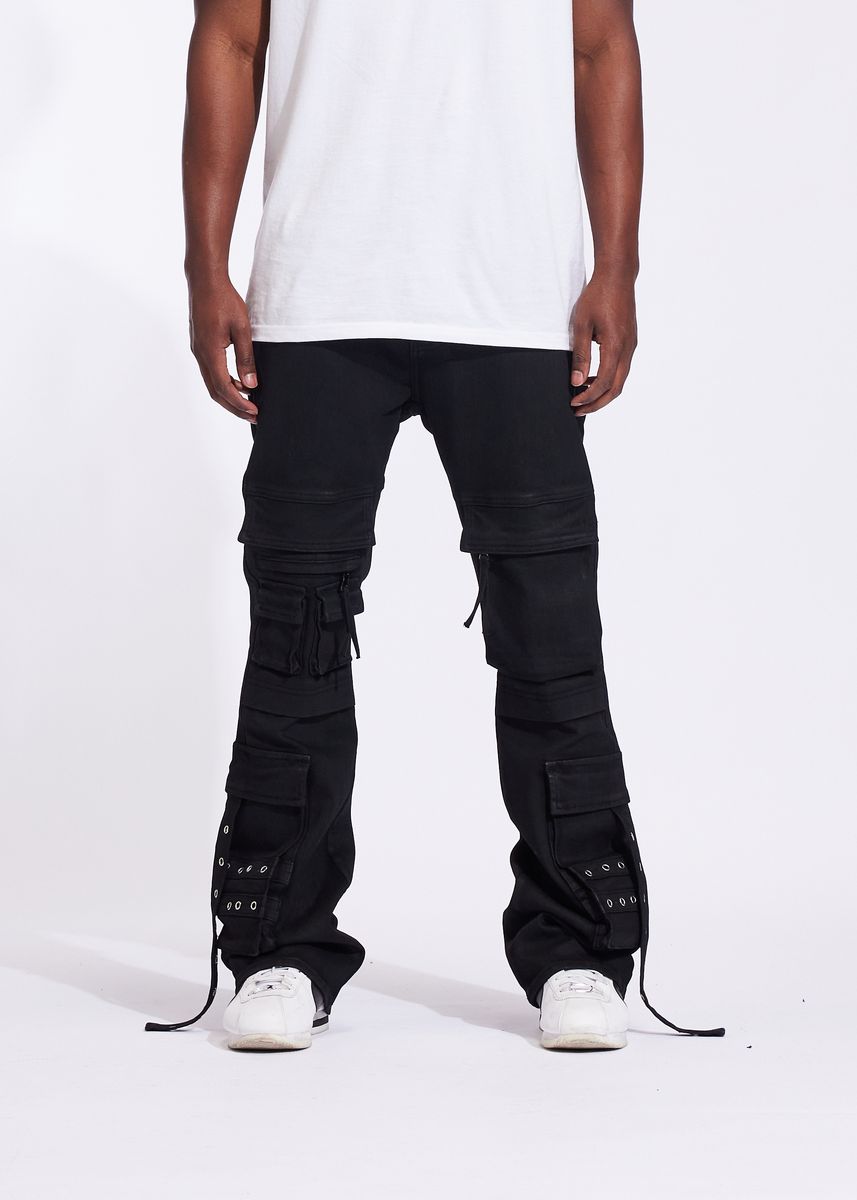 Crysp Flare Men's Cargo Pants - Black