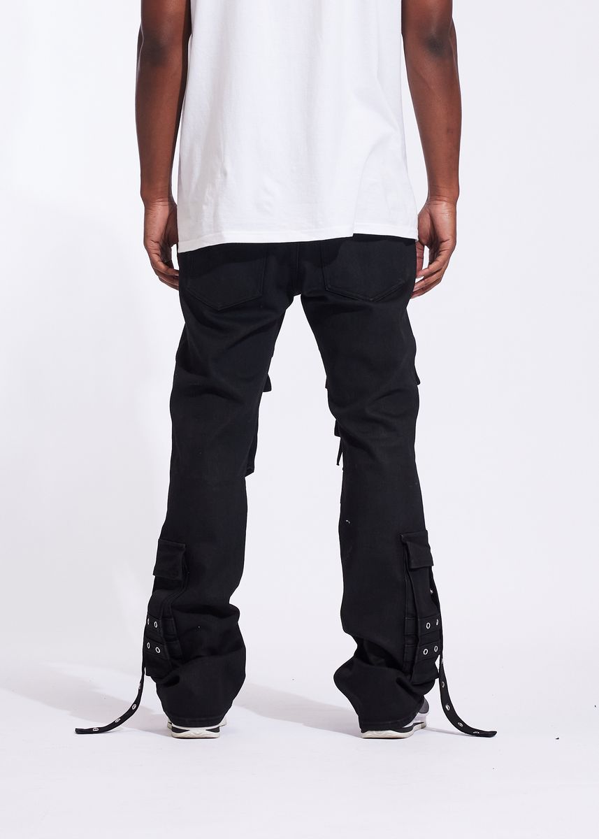 Crysp Flare Men's Cargo Pants - Black