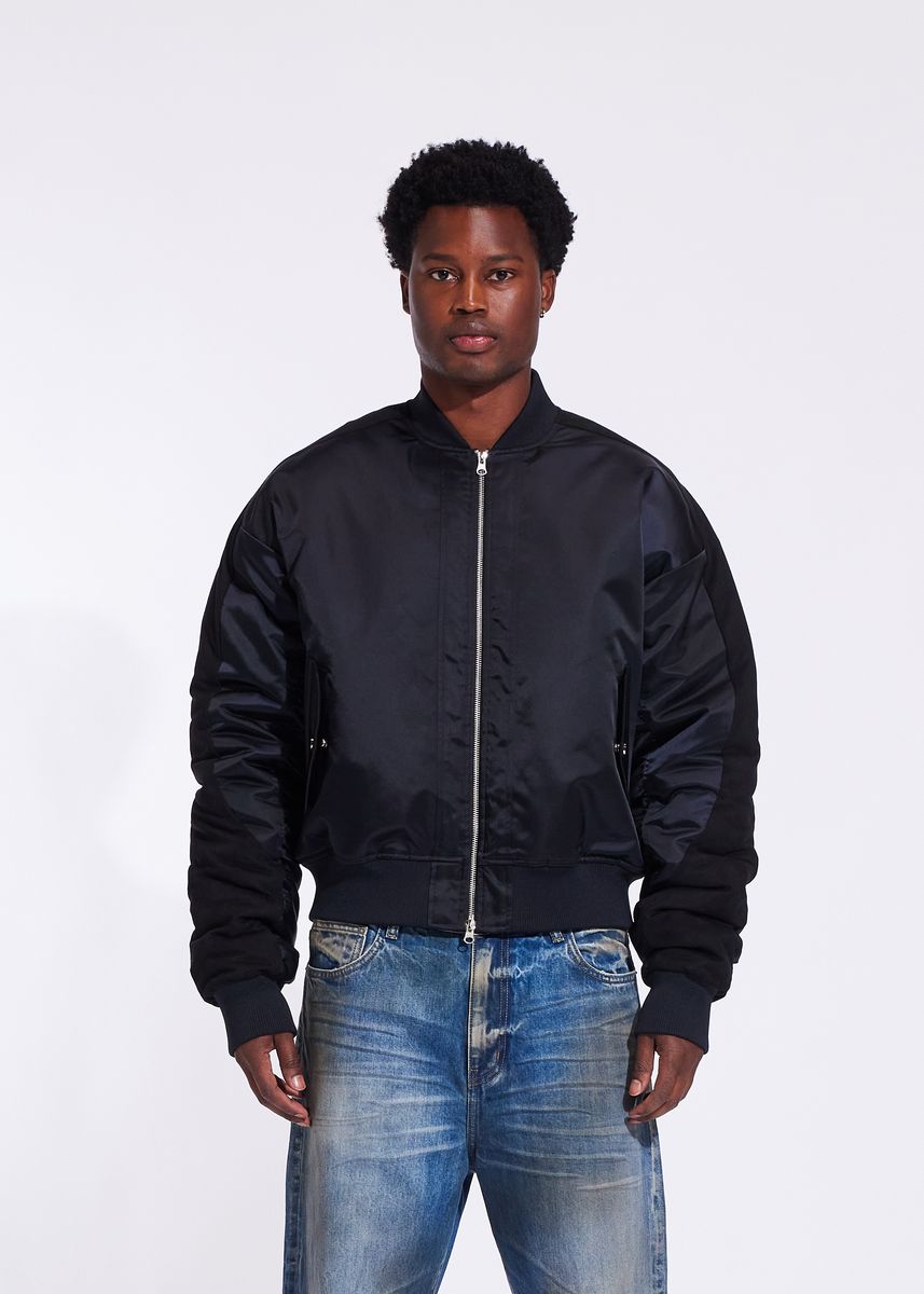 Crysp Mid Blue Men's Bomber Jacket - Black