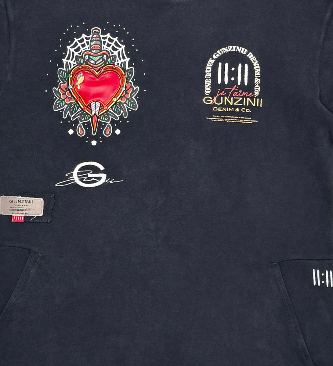 Gunzinii Sacred Heart Vintage Wash T-Shirt – Jet Black