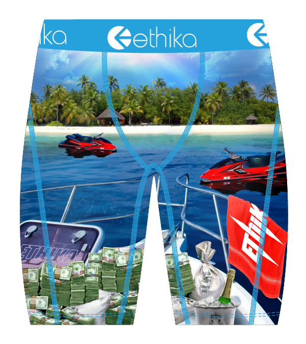Ethika "The Island" Underwear - Blue Waistband, Island Print