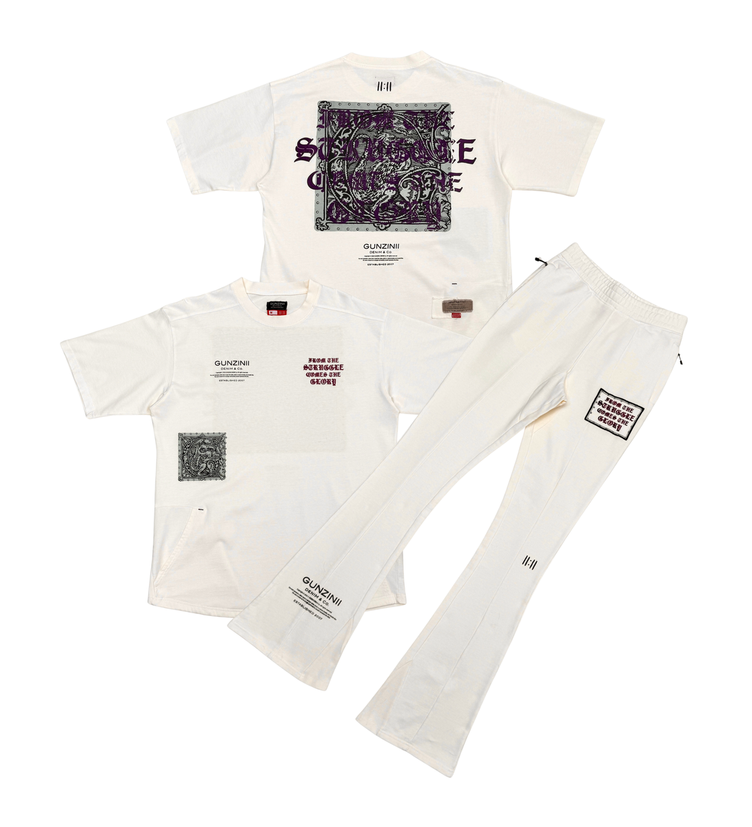 Gunz Graphic Studded T-Shirt – White