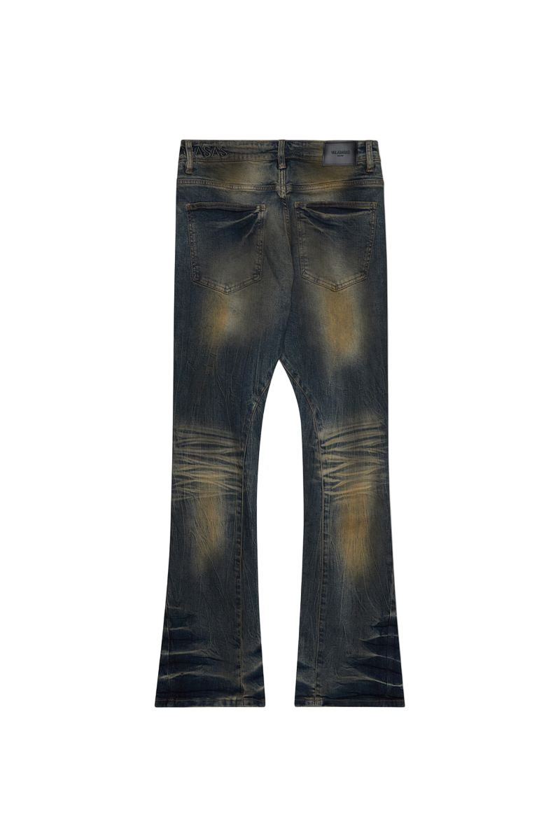 "FAX" Stacked Waxed Denim
