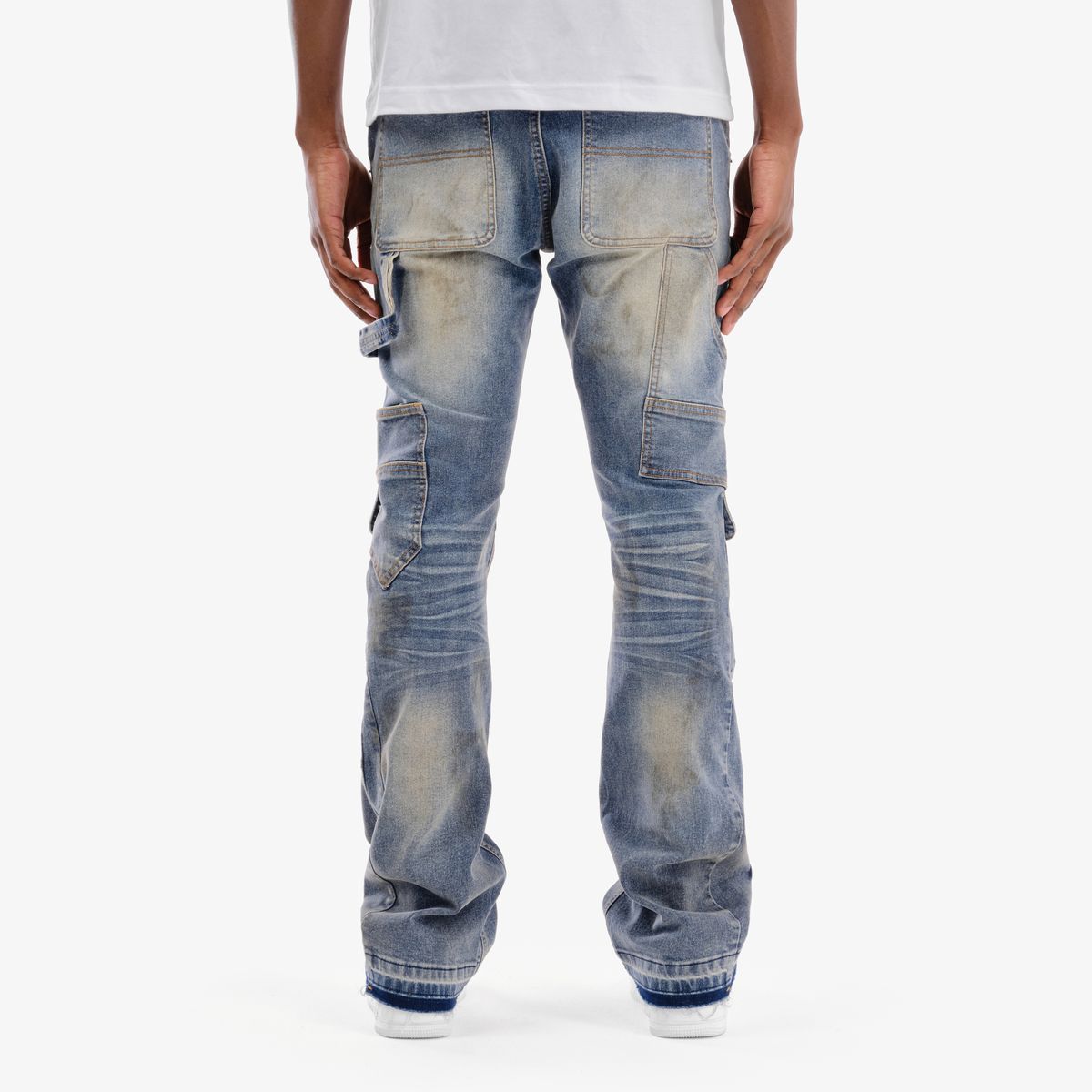 Copper Rivet Zipper Cargo Pants - Stacked
