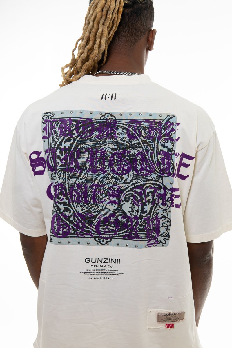 Gunz Graphic Studded T-Shirt – White