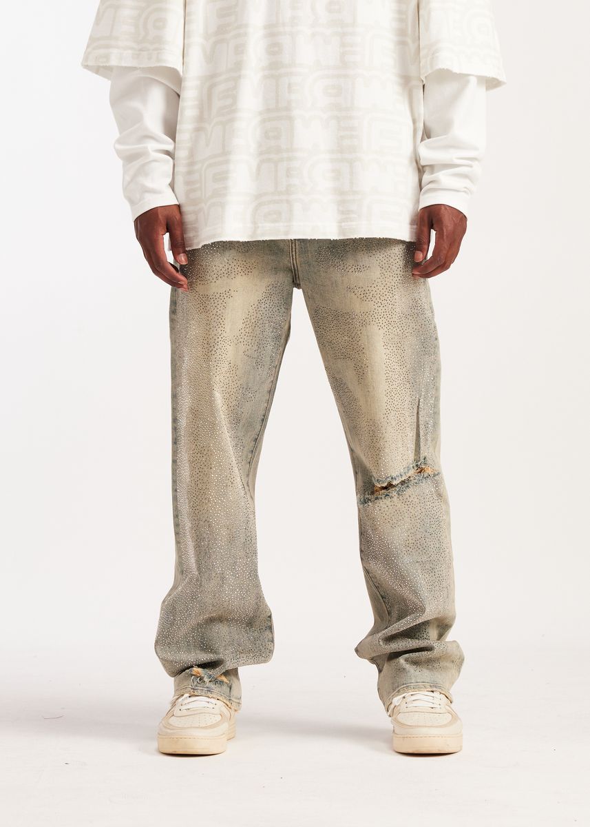 Embellish Whisker Jeans - Distressed