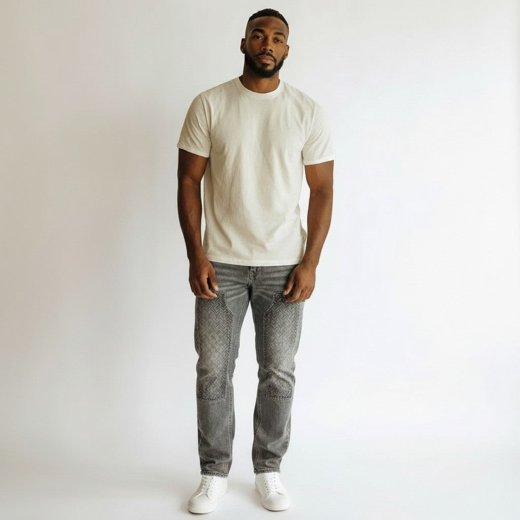 6th Nbrhd Chrome Jeans - Textured Panels
