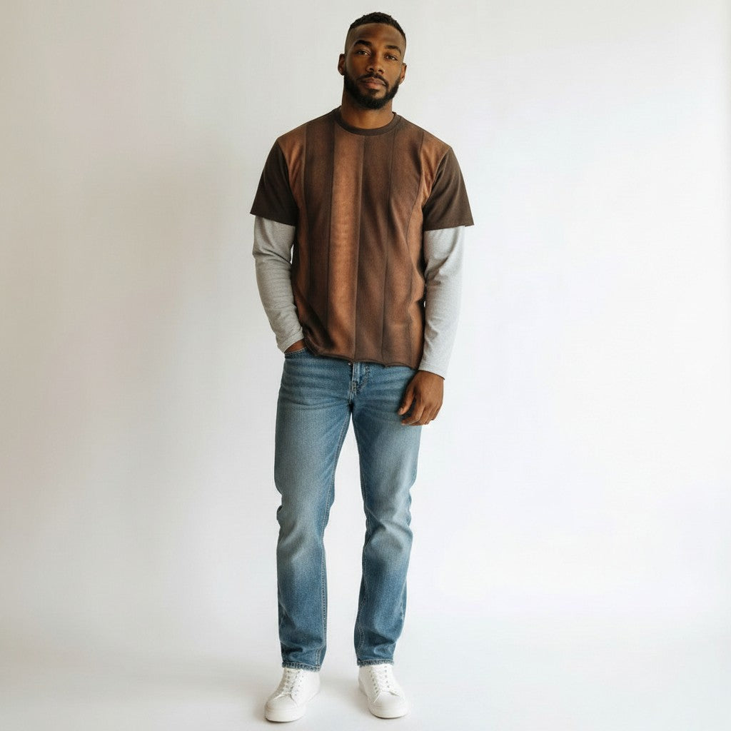 Silnt Chptrs Stripe Long Sleeve T-Shirt - Raw Hem