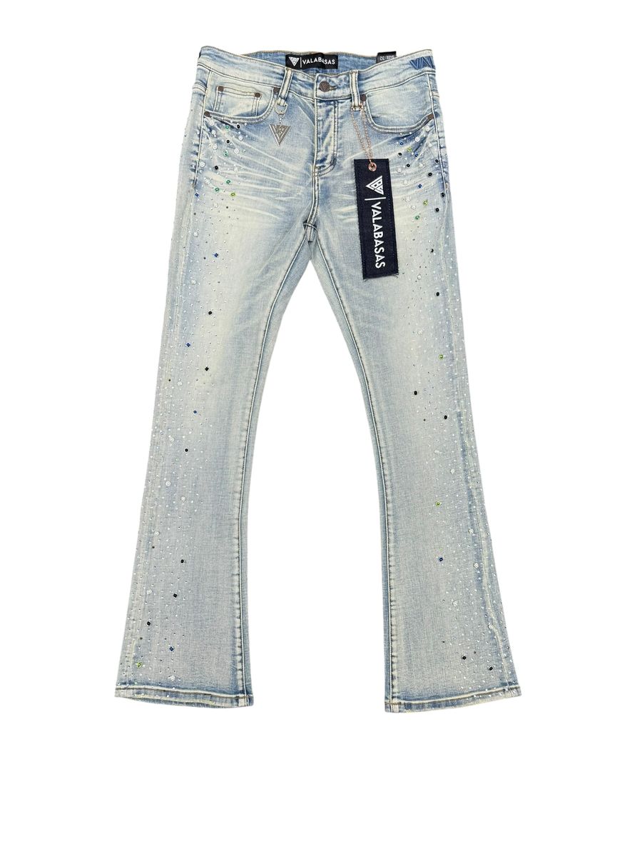Valabasas Stacked Embellished Jeans - Light Blue