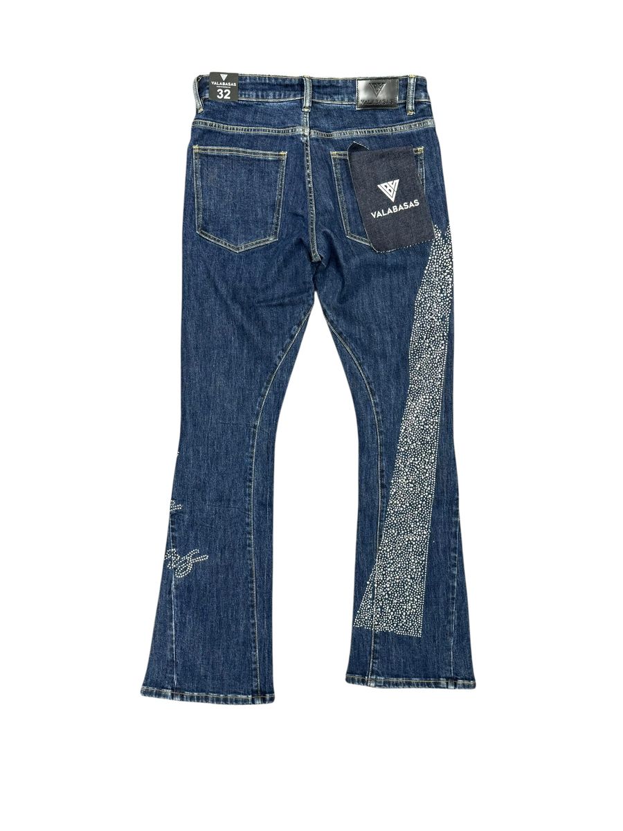 Valabasas Scripted Jeans with Embellished Stripes and Text