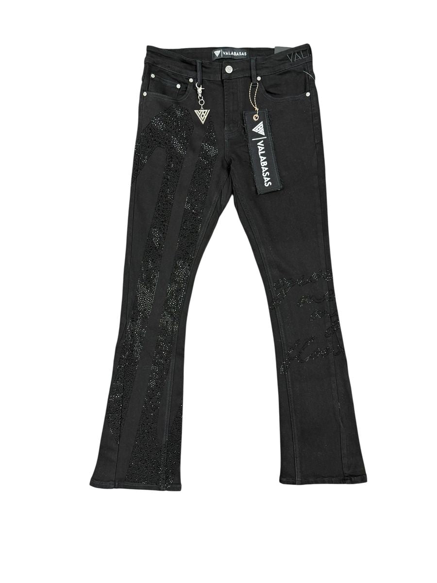 Valabasas Scripted Jeans with Embellished Stripes and Text