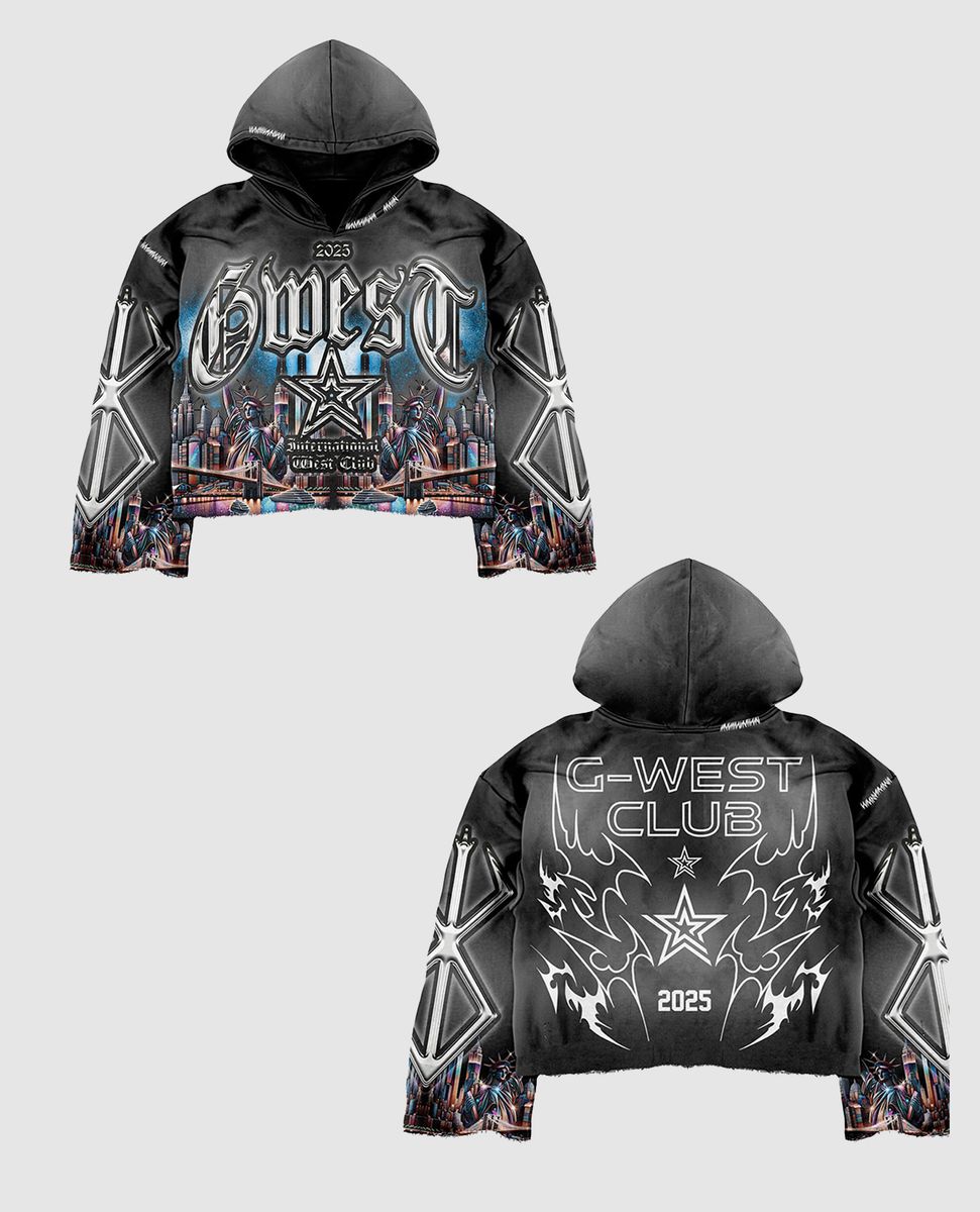 G-West Complicated Hoodie with Graphic Text Design