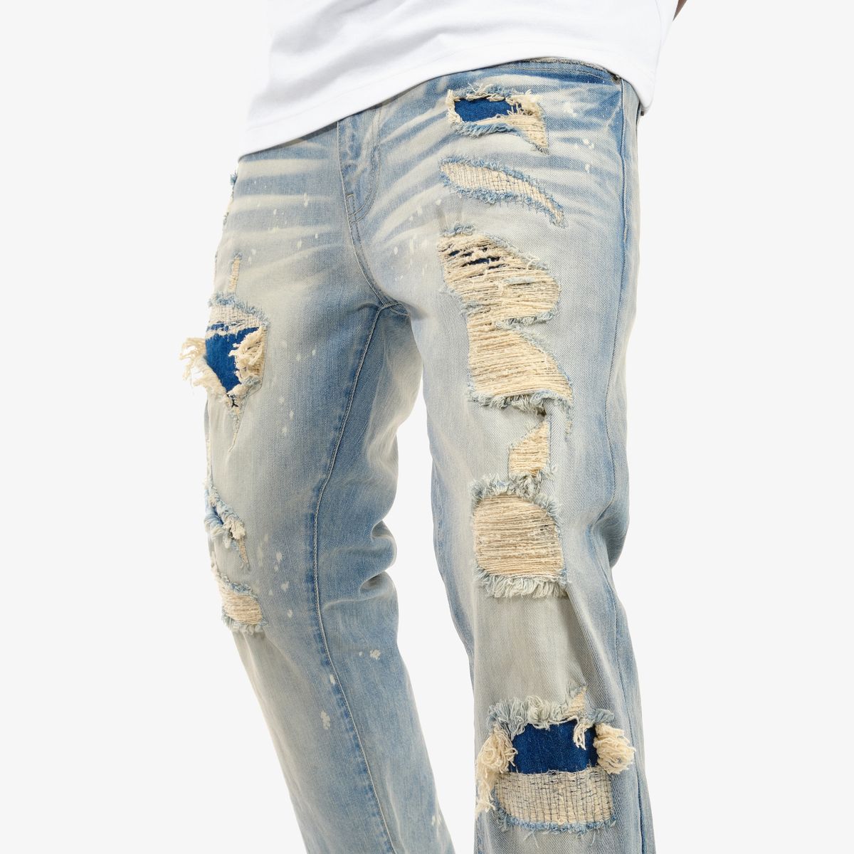 Copper Rivet Distressed Jeans - Ripped